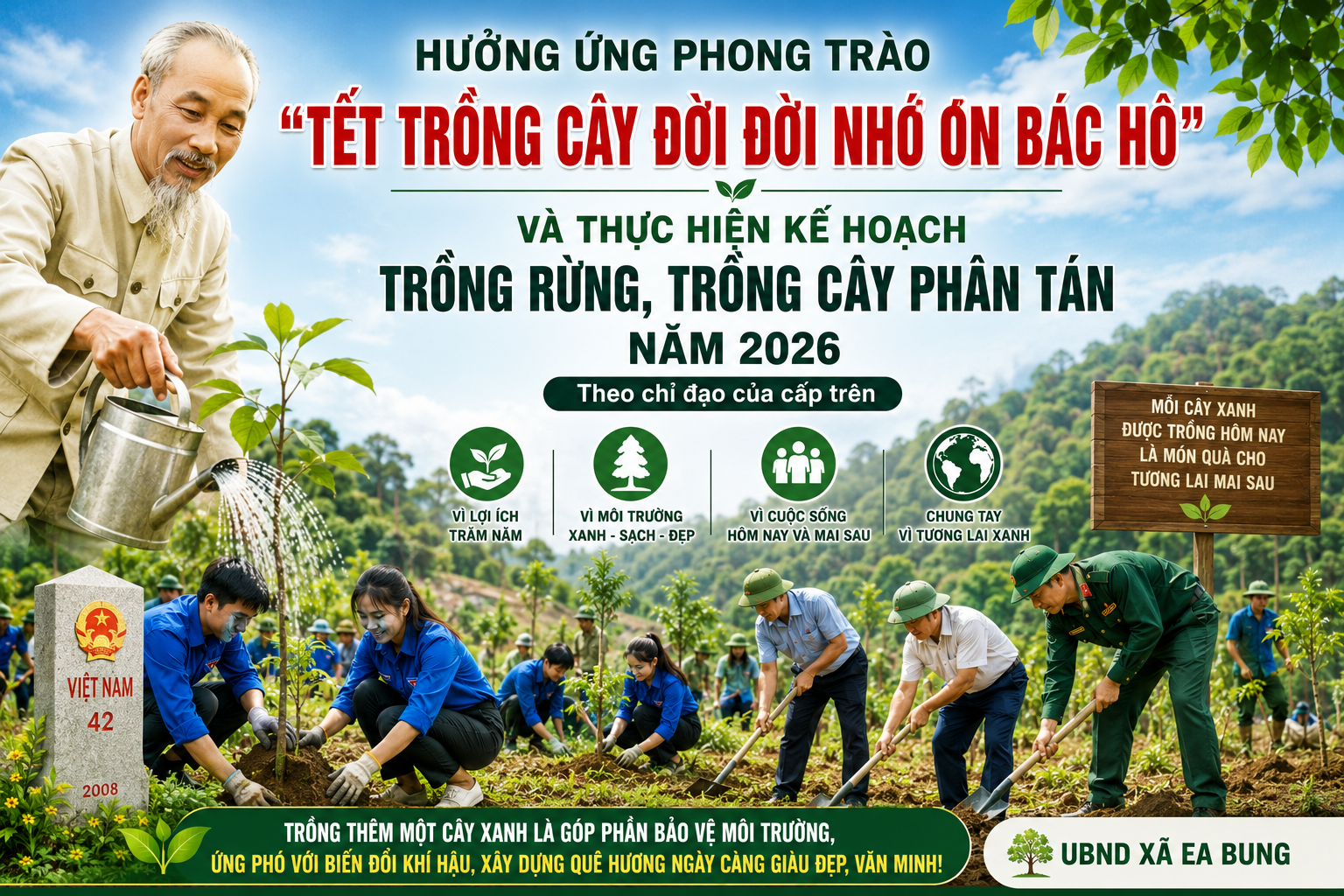 Xã Ea Bung tập trung thực hiện kế hoạch trồng rừng, trồng cây phân tán và phong trào “ Tết trồng cây đời đời nhớ ơn Bác Hồ” năm 2026